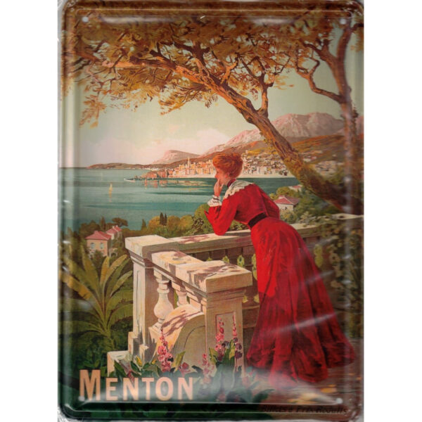 Plaque métal publicitaire 15x21cm plate : MENTON.