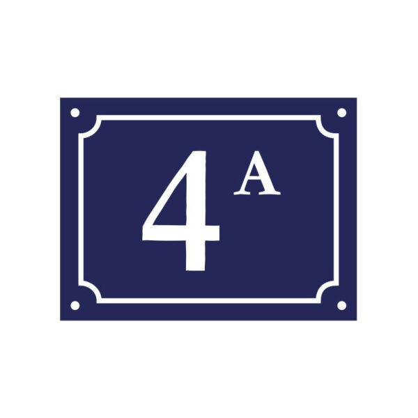 Numéro de rue émaillé 10 x 15 cm bleu - Numéro 4a