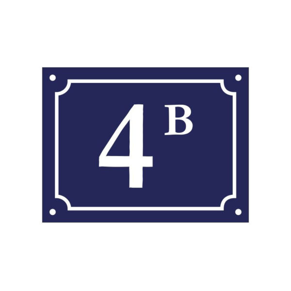 Numéro de rue émaillé 10 x 15 cm bleu - Numéro 4B