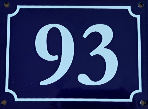 Numéro de rue émaillé 20 x 15 cm bleu - Numéro 93 - petit défaut – Image 2