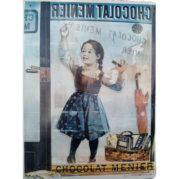 Plaque métal publicitaire 20x30cm bombée en relief : Chocolat MENIER.