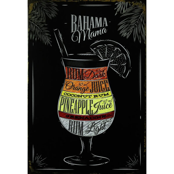 Plaque métal plate 20 x 30 cm : Bahama Mama