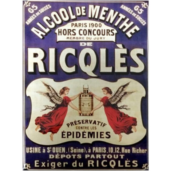 Plaque métal publicitaire 30x40cm plate : Ricqlès boisson Mentholée