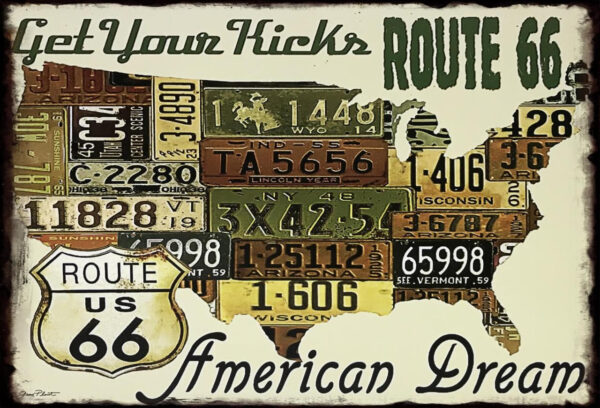 Plaque métal plate 20 x 30 cm : Route 66 American Dream – Image 2