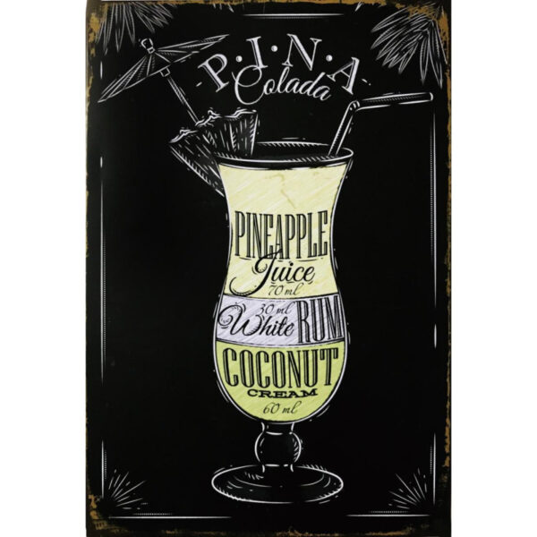Plaque métal 20 x 30 cm : PINA Colada