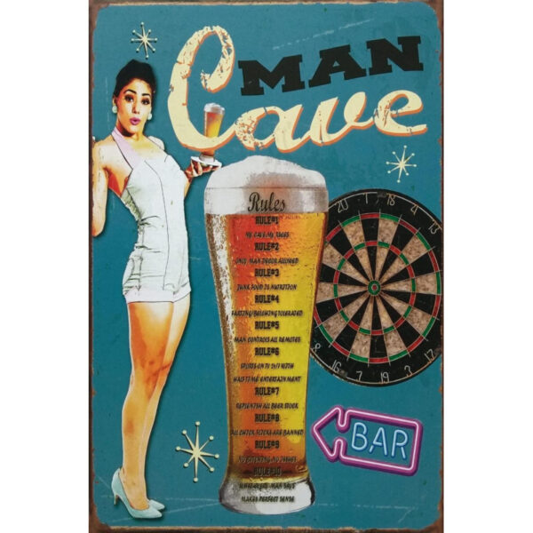 Plaque métal 20 x 30 cm : Man Cave