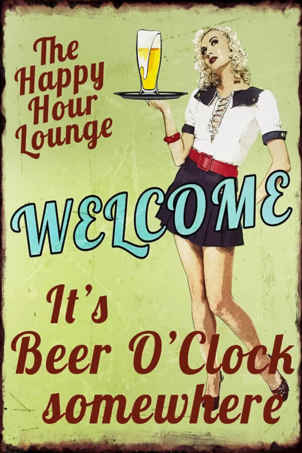 Plaque métal 20 x 30 cm : Beer O'Clock – Image 2