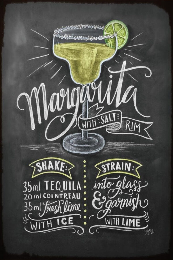 Plaque métal plate 20 x 30 cm : Margarita with salt rim – Image 2