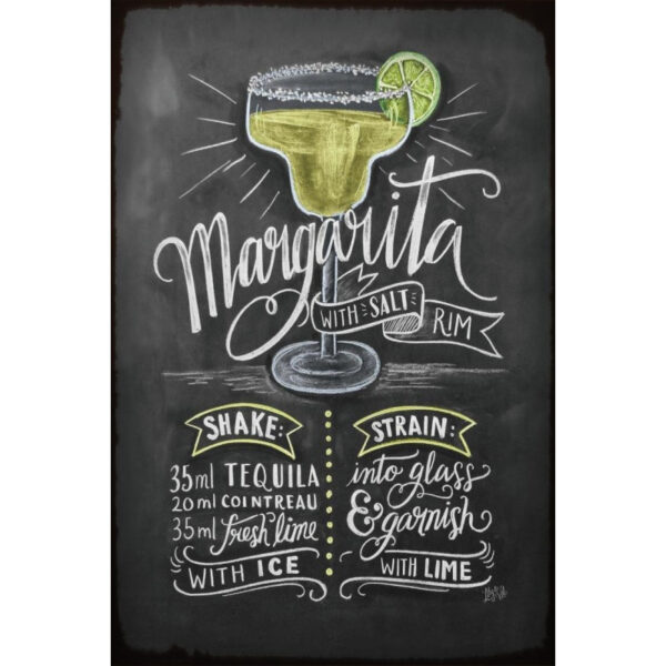 Plaque métal plate 20 x 30 cm : Margarita with salt rim