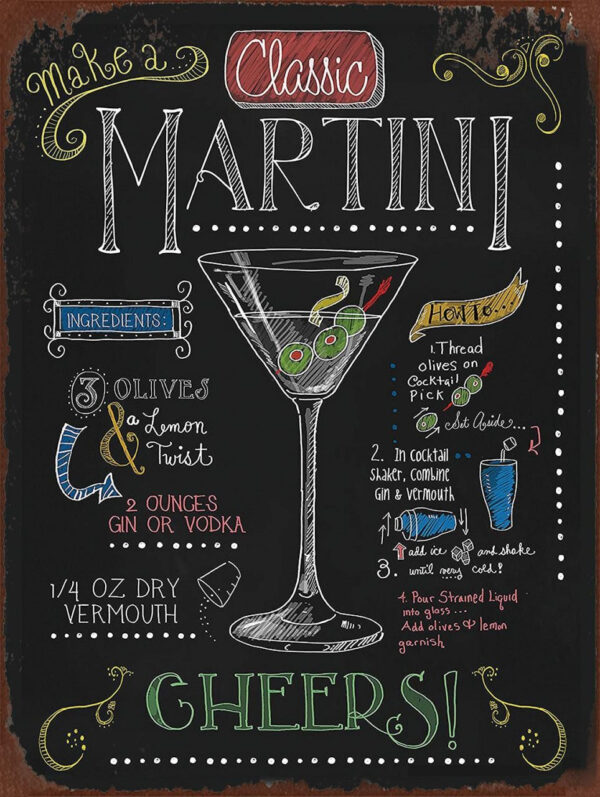 Plaque métal 20 x 30 cm : Classic Martini – Image 2