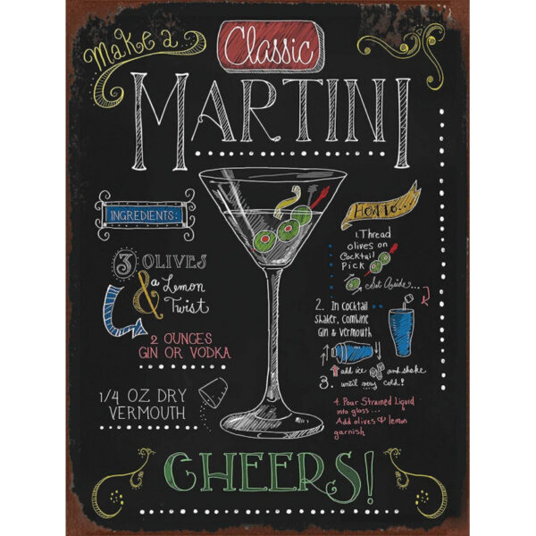 Plaque métal 20 x 30 cm : Classic Martini