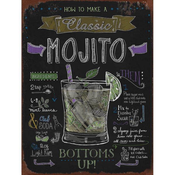 Plaque métal 20 x 30 cm : Classic Mojito