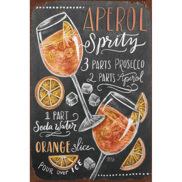 Plaque métal 20 x 30 cm : Aperol Spritz