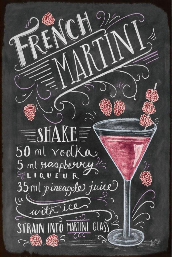 Plaque métal 20 x 30 cm : French Martini – Image 2