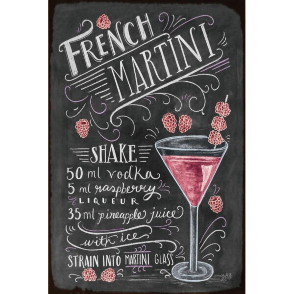 Plaque métal 20 x 30 cm : French Martini