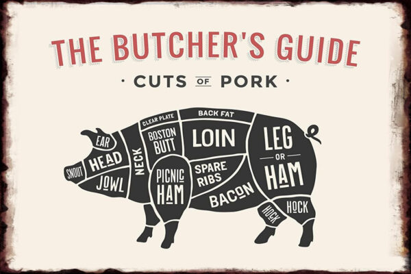 Plaque métal plate 20 x 30 cm : Guide du boucher - le cochon – Image 2
