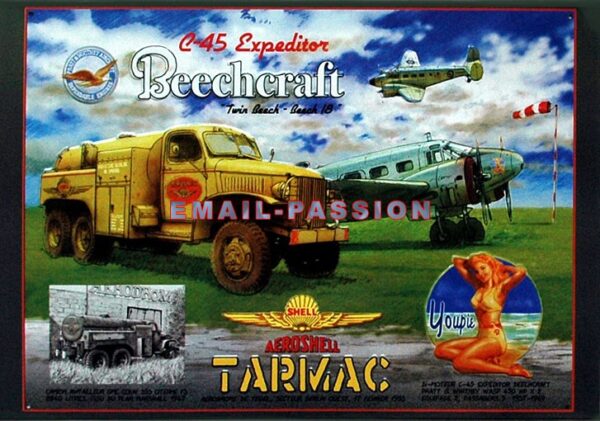 Plaque métal publicitaire 30x40cm plate : C45 Expéditor Beechcraft – Image 2