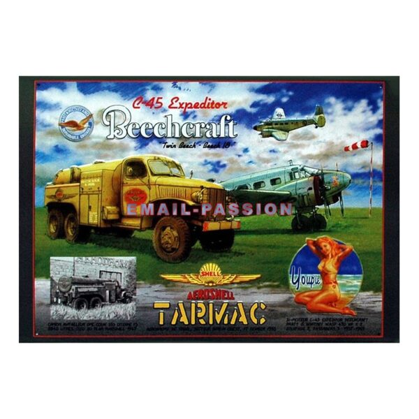 Plaque métal publicitaire 30x40cm plate : C45 Expéditor Beechcraft