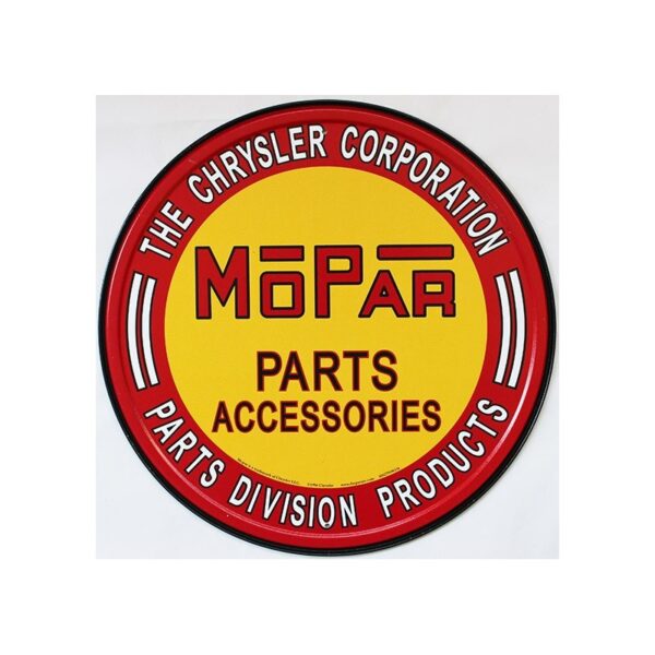Plaque métal publicitaire diamètre 30 cm plate : Mopar Parts Accessories