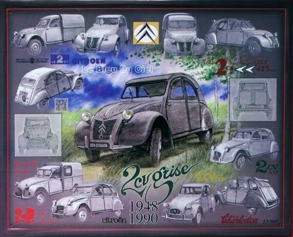 plaque métal publicitaire 30x40cm relief : 2CV collage 1948-1990 – Image 2