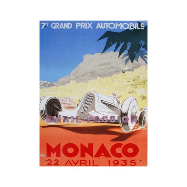 Plaque métal publicitaire 30 x 40 cm : Monaco Grand Prix 1935