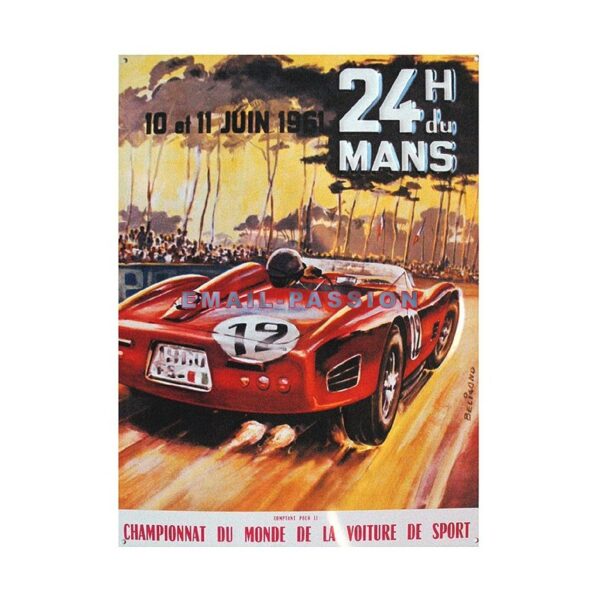 Plaque métal publicitaire en relief 30 x 40 cm : 24h du Mans 1961