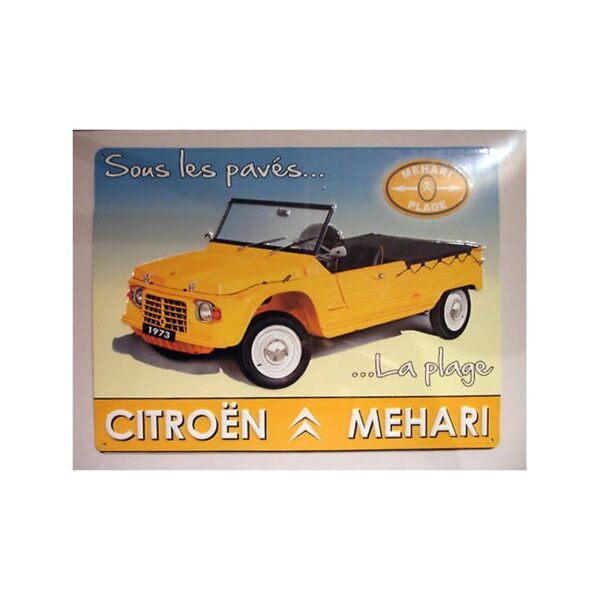 Plaque métal publicitaire en relief bombée 30 x 40 cm : Citroën Méhari