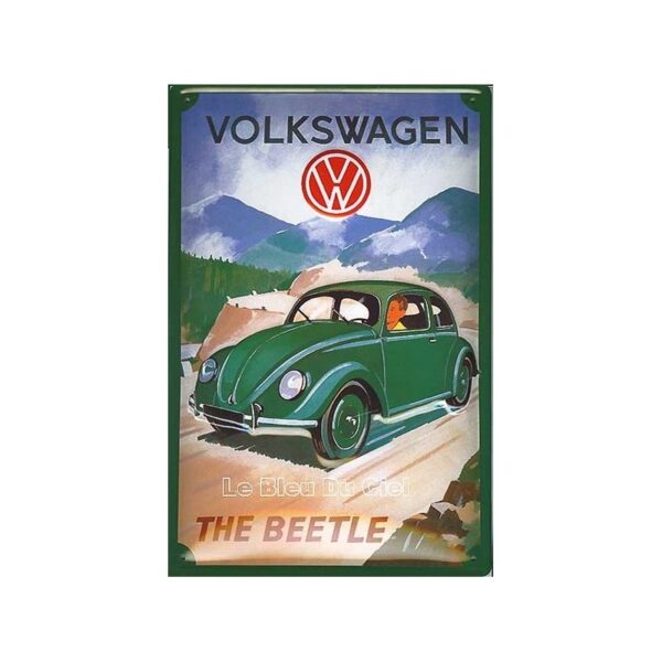Plaque publicitaire 20x30cm bombée en relief : Volkwagen the Beetle
