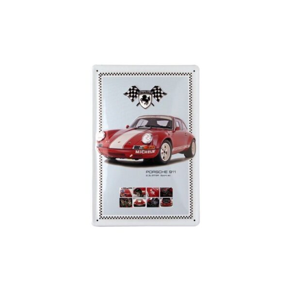 plaque métal publicitaire 20x30cm bombée en relief : Porsche 911