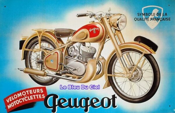Plaque métal publicitaire 20x30cm bombée en relief : Motocyclette Peugeot – Image 2