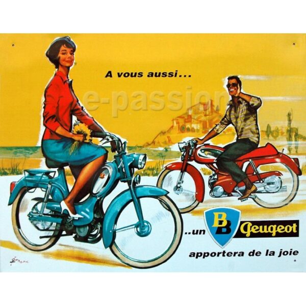 Plaque métal publicitaire 30x40cm plate : Vélomoteurs Peugeot