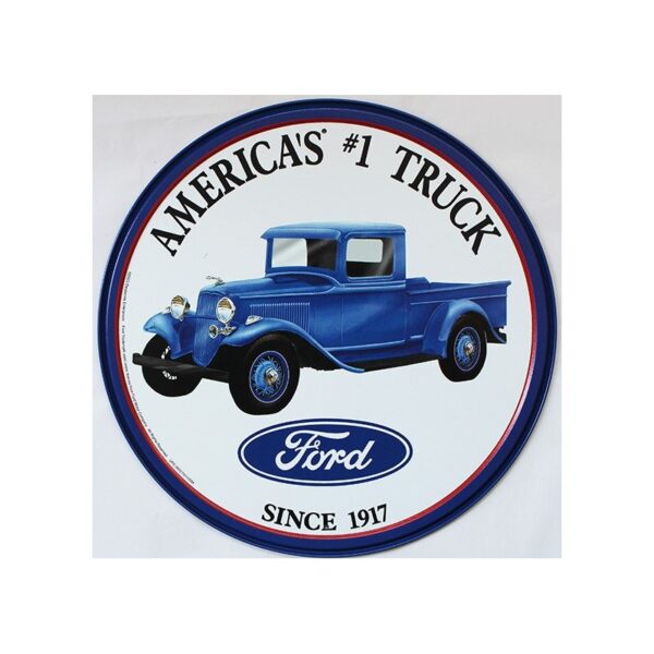 Plaque métal publicitaire diam 30cm : América's TRUCK Ford