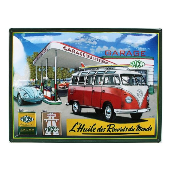 Plaque métal publicitaire métal bombée relief 30x40cm : YACCO l'huile des records du monde