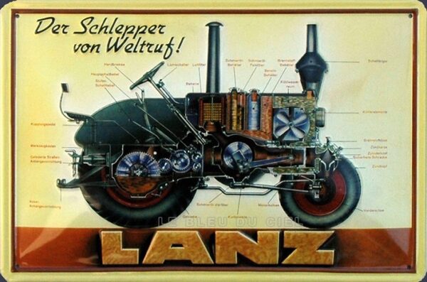 Plaque publicitaire 20x30cm bombée en relief : Tracteur Lanz der Schlepper – Image 2