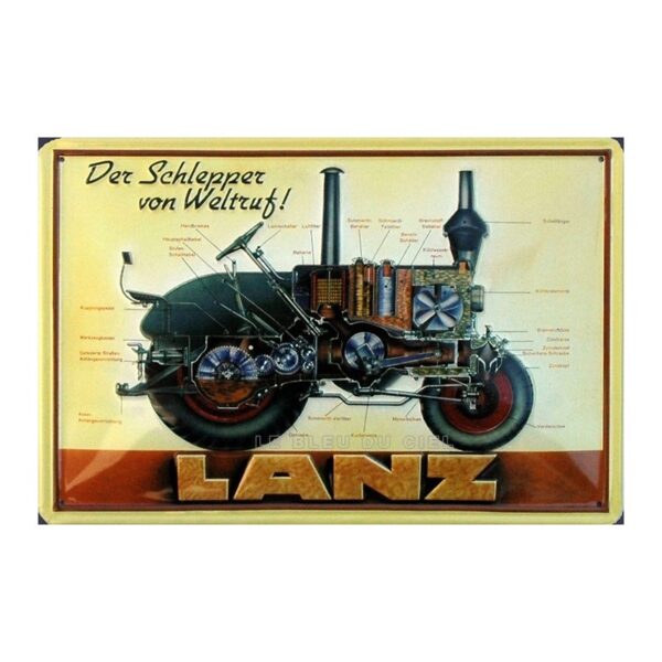 Plaque publicitaire 20x30cm bombée en relief : Tracteur Lanz der Schlepper