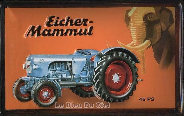 Plaque publicitaire 20x30cm bombée en relief : Tracteur Eicher Mammut – Image 2