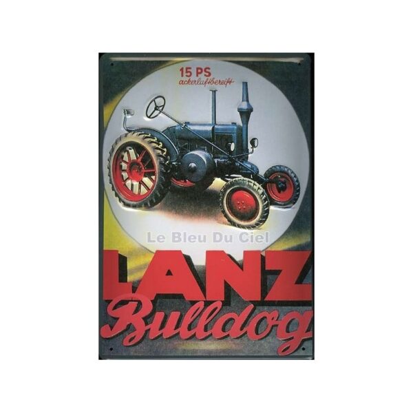 Plaque métal publicitaire 20x30cm bombée en relief : Tracteur Lanz Bulldog 15PS