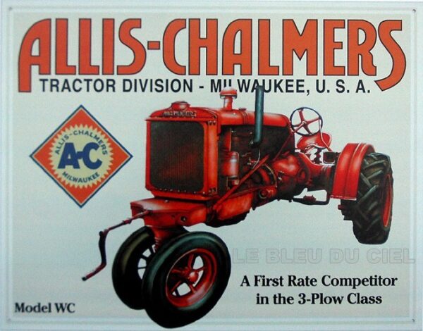 Plaque métal publicitaire 30x40cm plate : Tracteur Allis Chalmers – Image 2