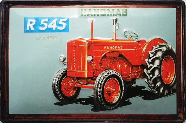 Plaque métal publicitaire 20x30cm bombée en relief : Tracteur HANOMAG R545 – Image 2