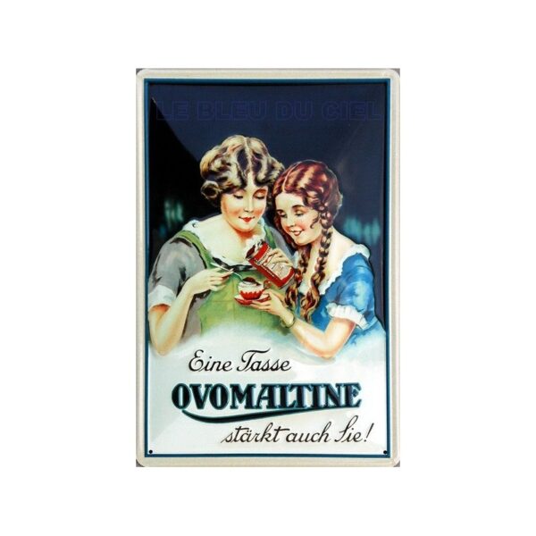 Plaque métal publicitaire 20x30cm bombée en relief : OVOMALTINE