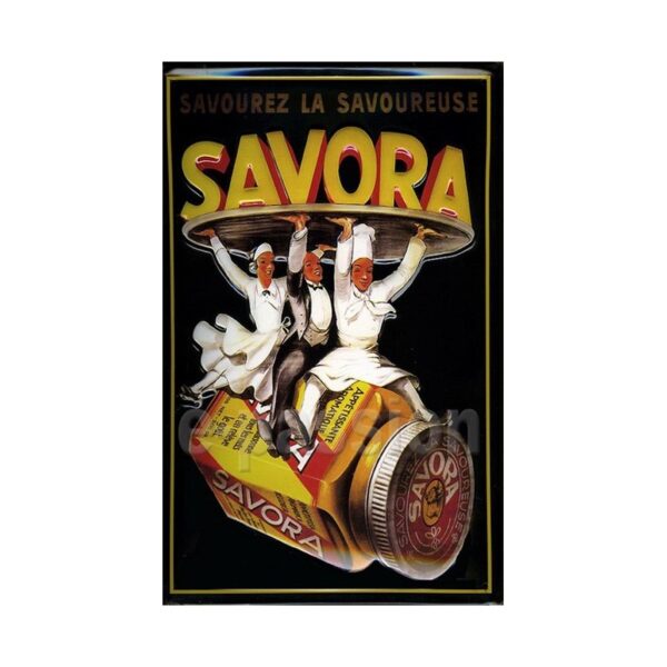 Plaque métal publicitaire 20x30cm bombée en relief : SAVORA