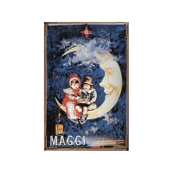 Plaque métal publicitaire 20x30cm bombée en relief : MAGGI LUNE