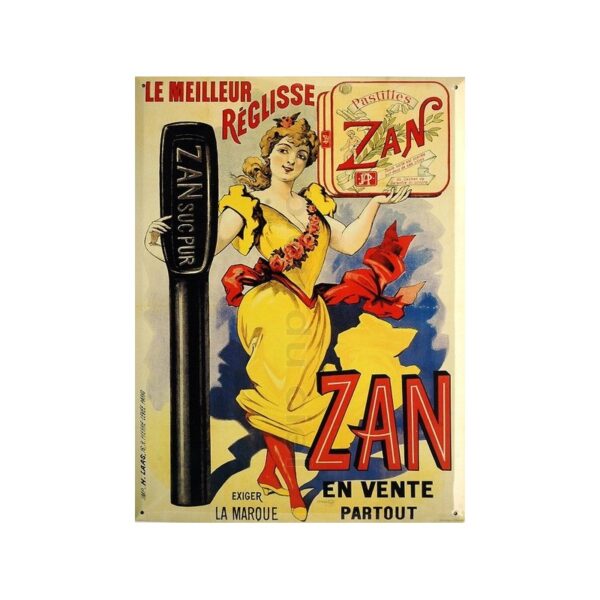 Plaque métal publicitaire 30x40cm plate : REGLISSE ZAN