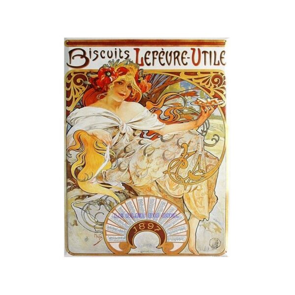 Plaque métal publicitaire 30x40 cm plate : Biscuits LEFEVRE UTILE