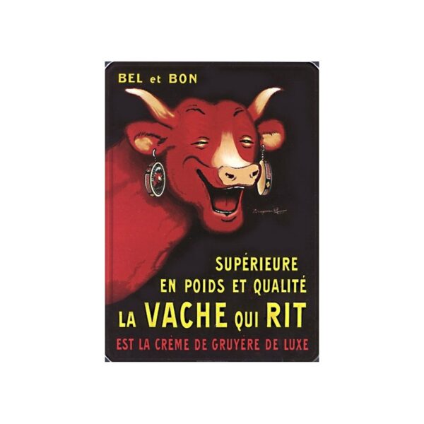 Plaque métal publicitaire 30x40cm bombée : VACHE QUI RIT