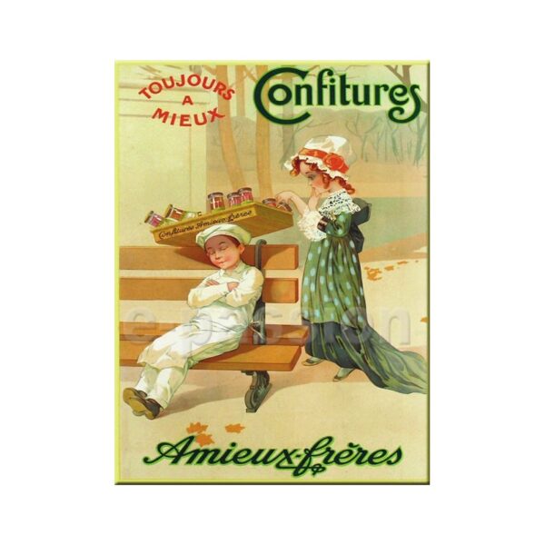 Plaque métal publicitaire 30x40cm plate : Confitures AMIEUX FRÈRES