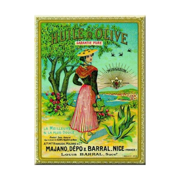 Plaque métal publicitaire 30x40cm plate : HUILE D'OLIVE PURE