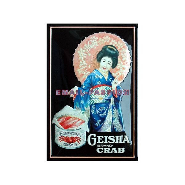 Plaque métal publicitaire 20X30cm bombée en relief : GEISHA brand CRAB