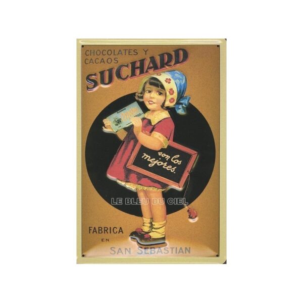 Plaque métal publicitaire 20x30 cm bombée en relief : CHOCOLAT SUCHARD