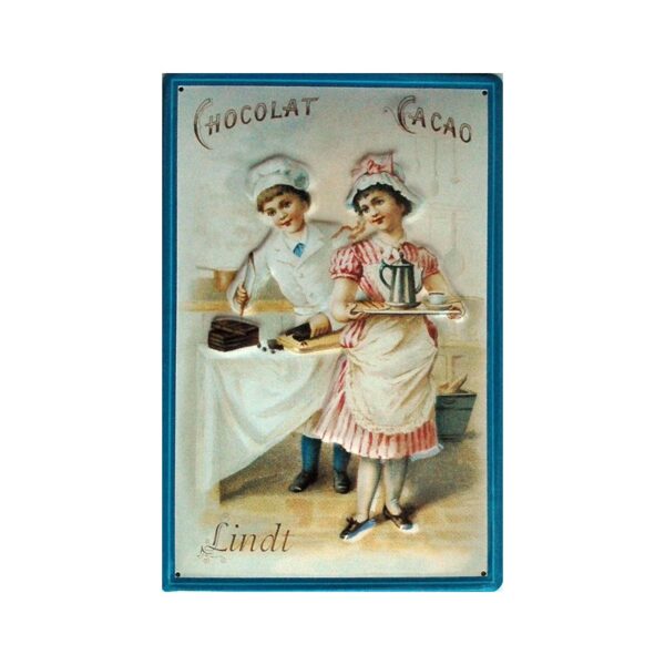 Plaque métal publicitaire 20x30cm bombée en relief : Chocolat LINDT